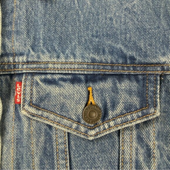 Levi's x Hudson's Bay Women's Sz S Reversible Blanket Lined Stripes Denim Jacket - Picture 7 of 15